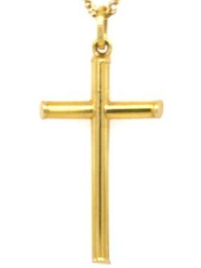 18K Men's 2" Long Cross in Glossy Yellow Gold 3.57 Grams
